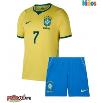 Camiseta Brasil Vinicius Junior #7 Primera Equipación para niños Mundial 2026 manga corta (+ pantalones cortos)